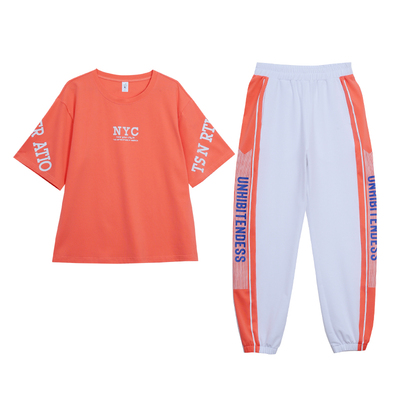 夏季纯棉短袖t恤长裤运动套装女