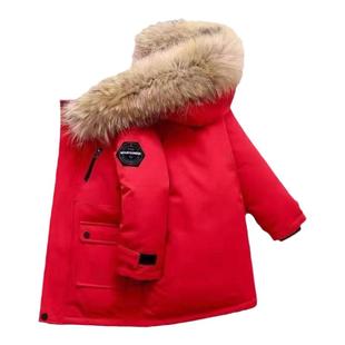 男童羽绒棉棉衣加厚派克服外套2025秋冬装大衣儿童连帽大毛领棉服