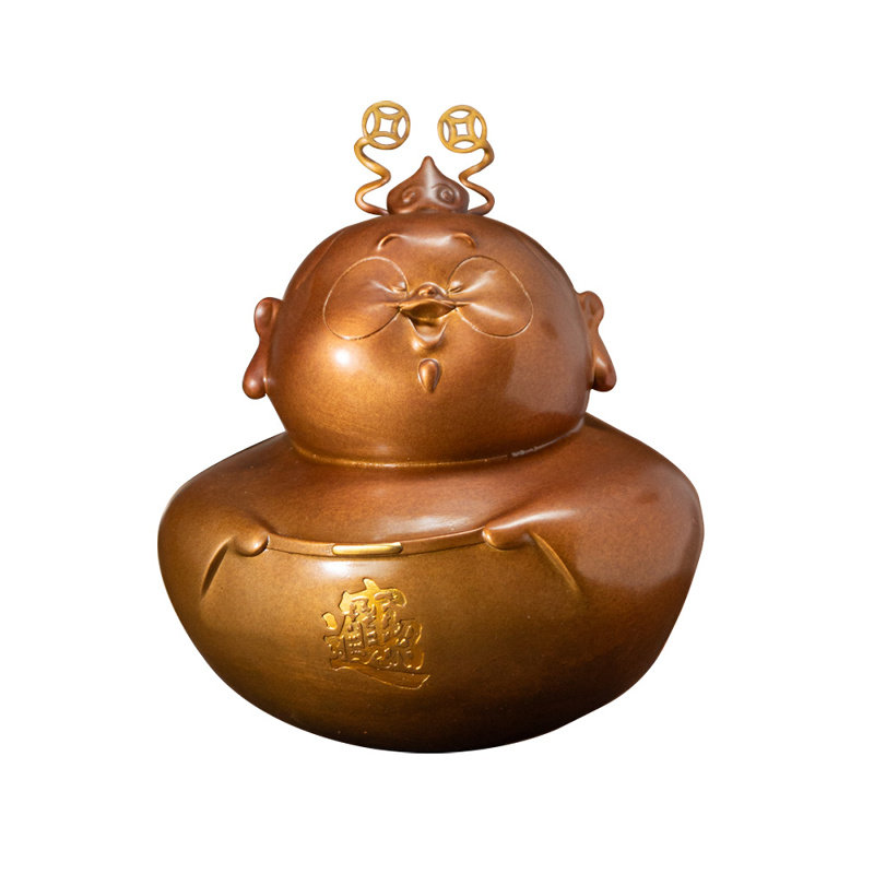 摇出好财运！黄铜《稳财翁》摆件