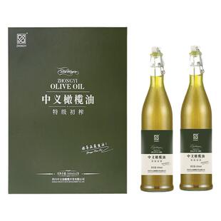 中义早收青果系列特级初榨橄榄油500ml*2精致礼盒家用送礼烹饪