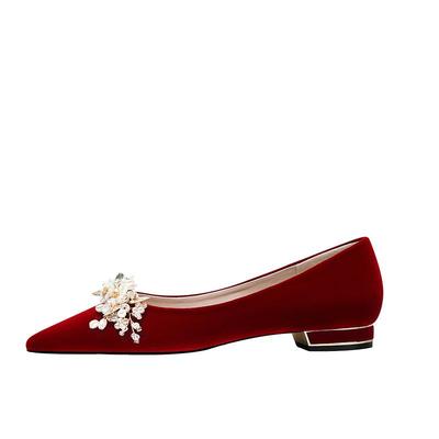 绝美婚鞋女平底2025年新款中式秀禾服新娘鞋红色孕妇不累脚敬酒鞋