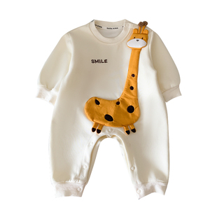 婴儿衣服连体衣春装超萌男宝宝小月龄穿搭春秋外出服洋气春季爬服