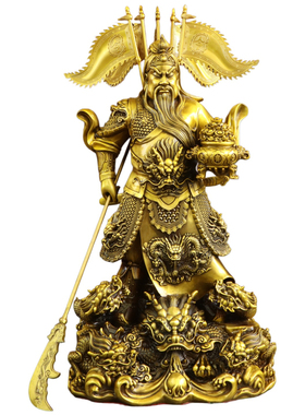 黄铜九龙关公武财神关羽供奉摆件