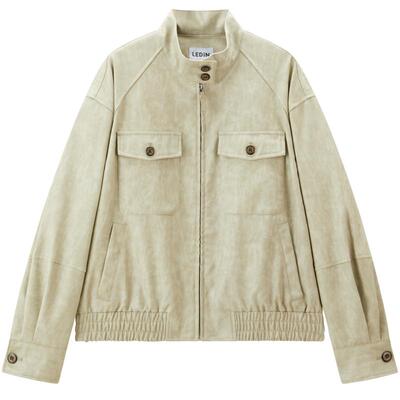 【商场同款】乐町2025春季新款休闲复古立领仿PU皮外套C2BHF1116*