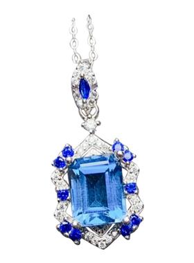 天然托帕石吊坠7乘9瑞士蓝