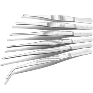 304不锈钢镊子加硬加厚镊子 圆头防滑带齿敷料镊小镊子夹子平头修