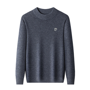 皮尔卡丹100%纯羊绒衫男冬季厚款半高领毛衣中年打底爸爸装羊毛衫