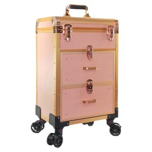 2021新款高级大号铝合金拉杆化妆箱专业跟妆师美甲纹绣工具收纳箱