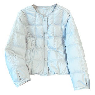 黑色独特漂亮圆领轻薄保暖羽绒服女2025冬装款新国标90白鸭绒外套