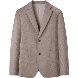 【含彩纱羊毛】庄吉男士西服条纹平驳领单西装毛呢秋冬正装外套