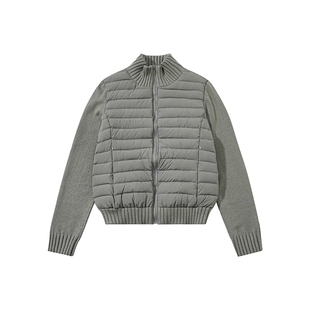 sameuoo散养文化「织物」90白鸭绒羽绒服毛织拼接袖立领短外套冬