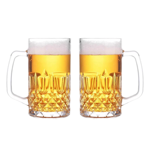 钢化玻璃杯带把手家用耐高温泡茶杯子男啤酒杯扎啤杯大容量喝水杯