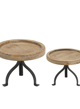 欧式复古原木色木质托盘装饰品