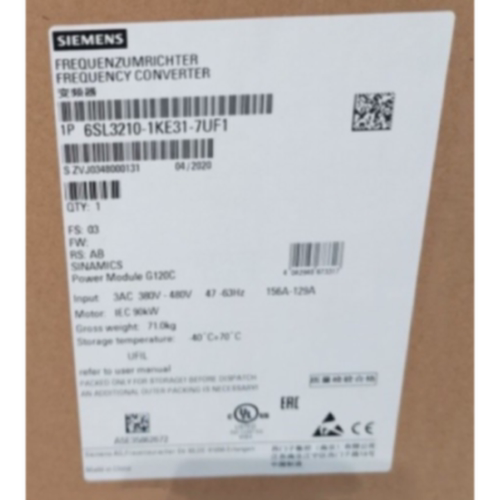 议价6SL3210-1KE31-7UF1西门子G120C变频器90KW功率6SL32101KE317
