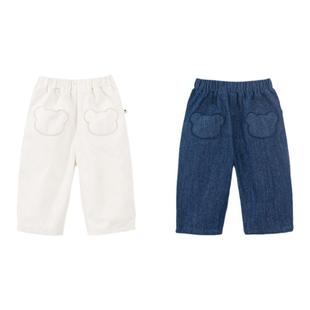 【软牛仔】幼歌婴儿小熊口袋软牛仔2025春季宝宝俏皮可爱宽松长裤