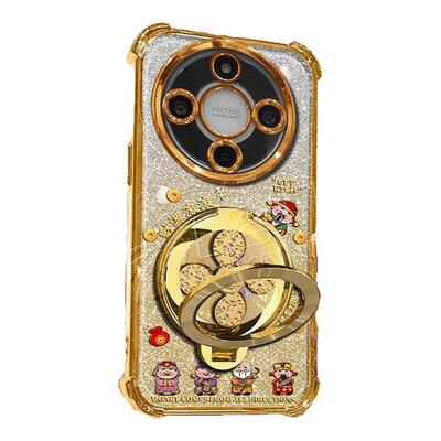 五财神财源滚滚适用荣耀x70手机壳新款简约高级荣耀x70i外壳金色多功能支架情侣荣耀x60Pro防摔手机套女款