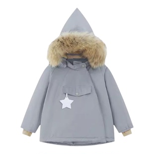 丹麦爆款童装mat25冬季新防风防水精灵帽加绒棉服羽绒服加厚棉衣