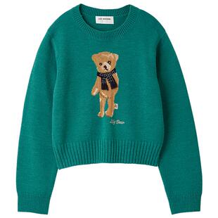 LILY BROWN2025秋冬新品LILY BEAR百搭圆领针织衫毛衣LWNT255047