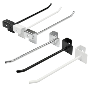 方管黑白色超市货架小饰品展示柜挂钩袜子手机配件横梁勾零食架勾