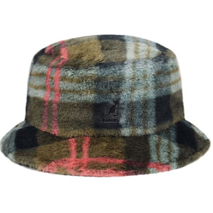 Kangol Faux Fur Bucket袋鼠新款人造皮草平顶盆帽豹纹格纹渔夫帽
