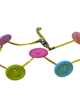 彩色纽扣多巴胺可爱项链颈链配饰