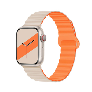 iserisewatch适用applewatch11代s10表带苹果手表s8/6iwatchs9se硅胶磁吸创意拼色运动透气45/41mm夏季男生女