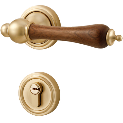 锌合金实木门把手卧室静音门锁