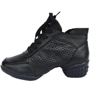 意中飞夏季舞蹈鞋女广场舞鞋真皮跳舞鞋现代舞鞋水兵舞鞋镂空女鞋