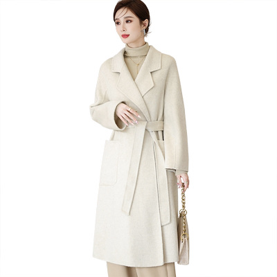 大牌浴袍赫本风呢子羊毛呢外套女