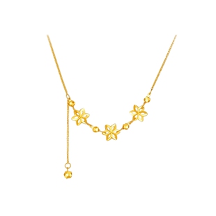 周六福黄18K金项链女金珠链坠AU750多彩金时尚情人节礼物送女友