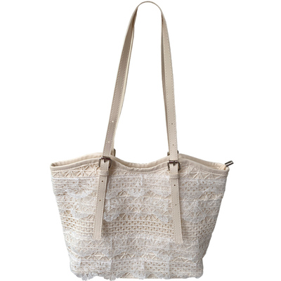 度假仙气蕾丝网纱单肩包托特包