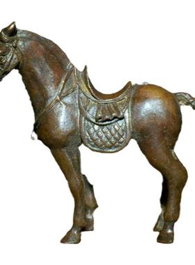 古玩收藏仿古实心铜器中式 唐马 战马骏马汗血宝马十二生肖马摆件
