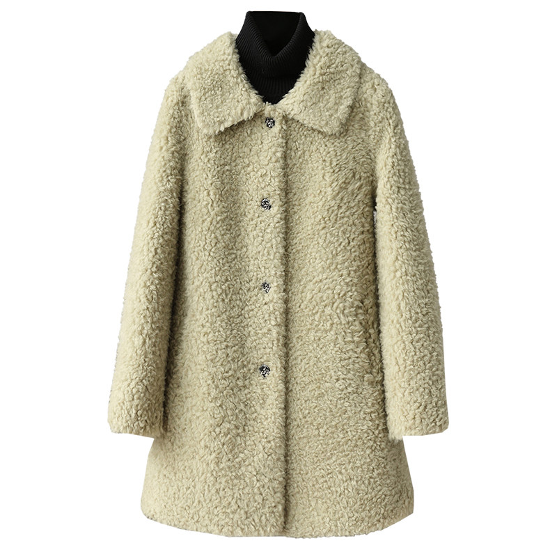 羊剪绒海宁羔羊毛毛颗粒皮草外套