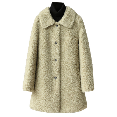 羊剪绒海宁羔羊毛毛颗粒皮草外套