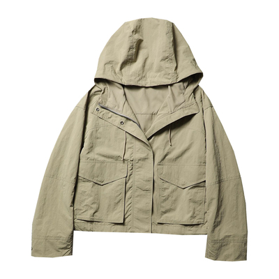 TANG TOWN 25春 户外休闲 防水抗皱 连帽宽松直身轻便短风衣外套