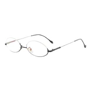 日系二次元动漫眼镜框软妹椭圆有片下半框金属超轻眼镜架潮配近视