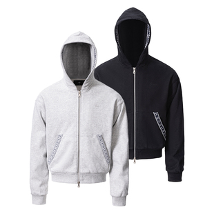 CATSSTAC 艾德莱斯罗纹开衫连帽卫衣 短款版型 精致提花 简约复古