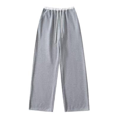 高腰美式复古拼接腰直筒卫裤