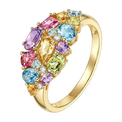 【情人节礼物】ILCO尤珂「和彩繁花」18k金天然碧玺彩宝戒指女