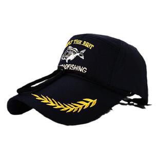 钓鱼帽冬季遮阳长舌帽子透气帽垂渔具鸭舌帽男士户外防曬黑色直销