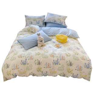 纯棉床单三件套寝室被套网红北欧风1.2米单人床学生宿舍床上用品