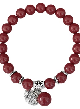 紫色朱砂转运手串 复古合金平安符福袋寓意吉祥吊坠时尚开运配饰