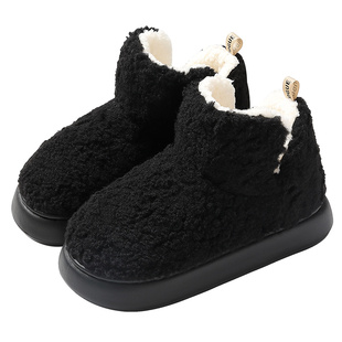 红豆棉拖鞋男款包跟2025新款家居厚底防滑保暖毛毛绒高帮棉鞋男士