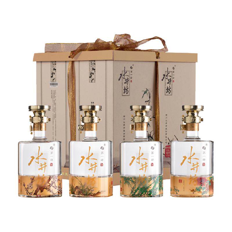 梁朝伟推荐-水井坊 梅兰竹菊52度600ml×4礼盒浓香型白酒送礼收藏