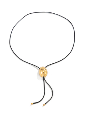 欧美风合金椭圆吊坠黑色皮绳项链