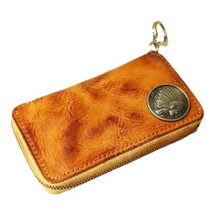 复古手工擦色头层植鞣牛皮钥匙包汽车锁匙包真皮证件包小卡包男女