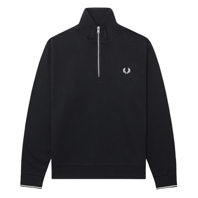 FRED PERRY男士休闲卫衣2025冬季条纹拉链半开襟麦穗刺绣潮M3574