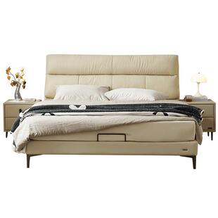 全友家居小户型床头软包1.5m单人真皮床主卧实木框架1米8双人大床