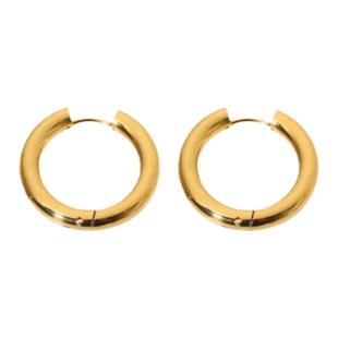 冲销量自留海莉同款欧美精工抛光耳圈日常基础款金色耳环现货