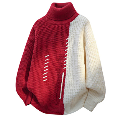 青少年高领毛衣男士加绒加厚款